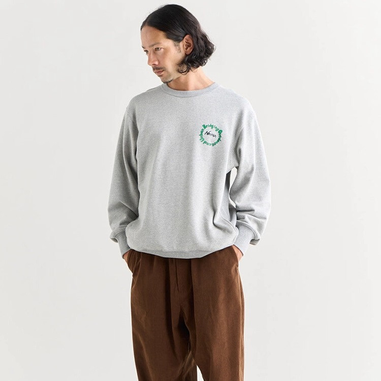 NANGA ECO HYBRID SWEAT/BOU2 เสื้อสวมหัวคอกลมลําลองสําหรับบุรุษและสตรีผ้าฝ้ายพรีเมี่ยมหลวมเสื้อกันหนา