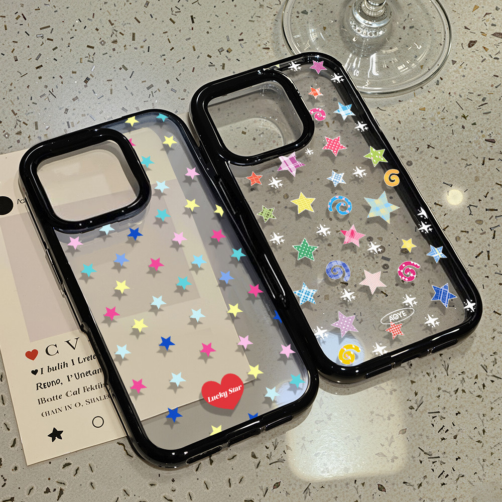 ดาว อะคริลิคโปร่งใส Hard เคส For iPhone 17 Air 11 13 15 16 14 12 Pro Max 16pro 15promax เคสไอโฟน11 เคสใสไอโฟน กันกระแทก