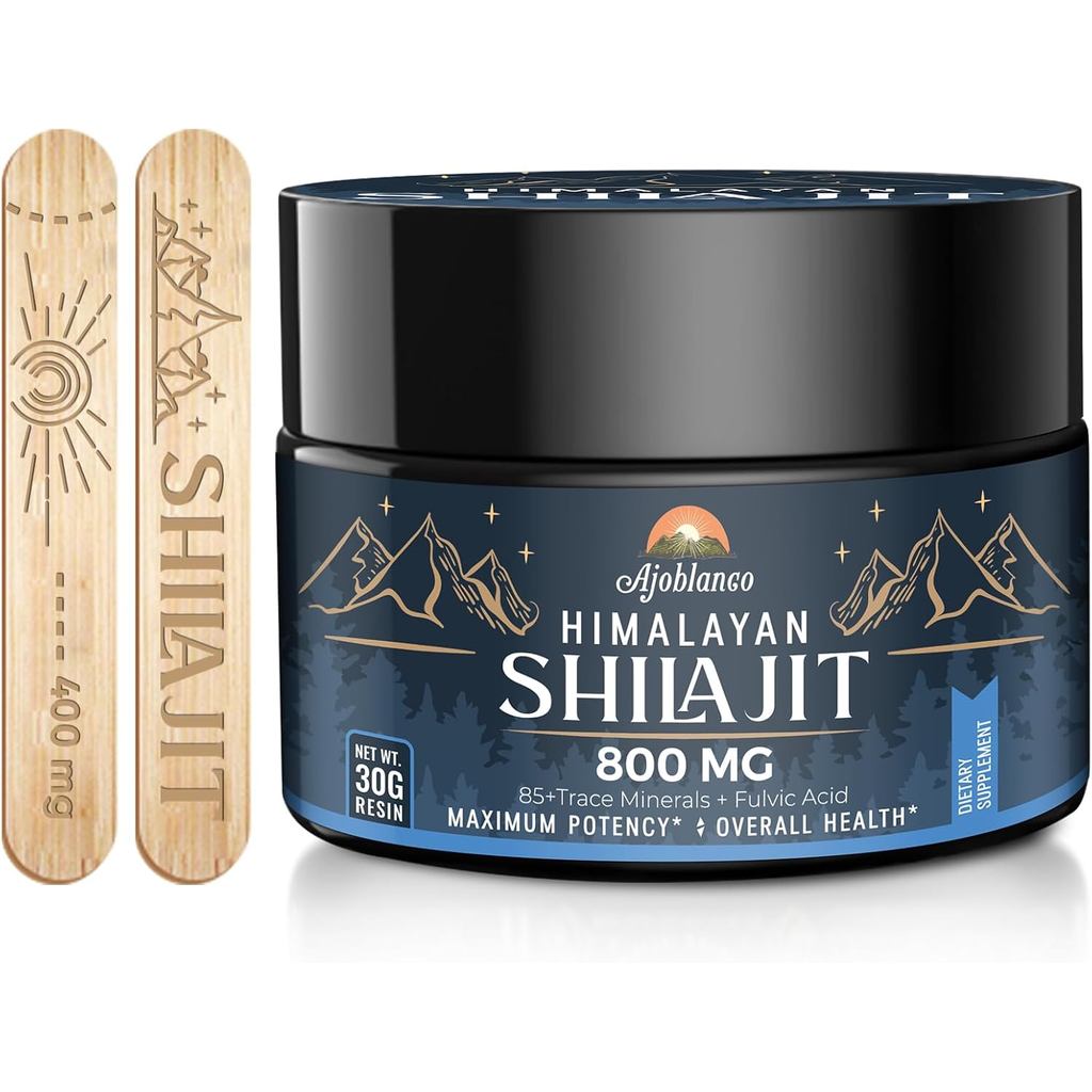 Ajoblanco 800 Mg หิมาลัย Shilajit Resin, Shilajit Pure Himalayan Organic, อาหารเสริม Shilajit ความบร