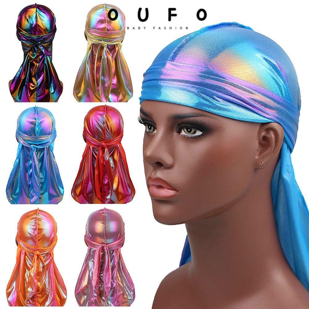 OUFO Durag Cap Long Tail Adjustable Chemo Pirate Cap Hip Hop Silky Cancer Head Scarf