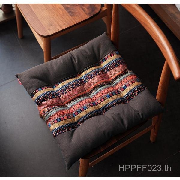 เบาะ หนาพิเศษอเมริกันเก้าอี้สํานักงานสไตล์ชาติพันธุ์ตารางย้อนยุคผ้าฝ้ายผ้าลินินเบาะจีนเบาะเก้าอี้รับ