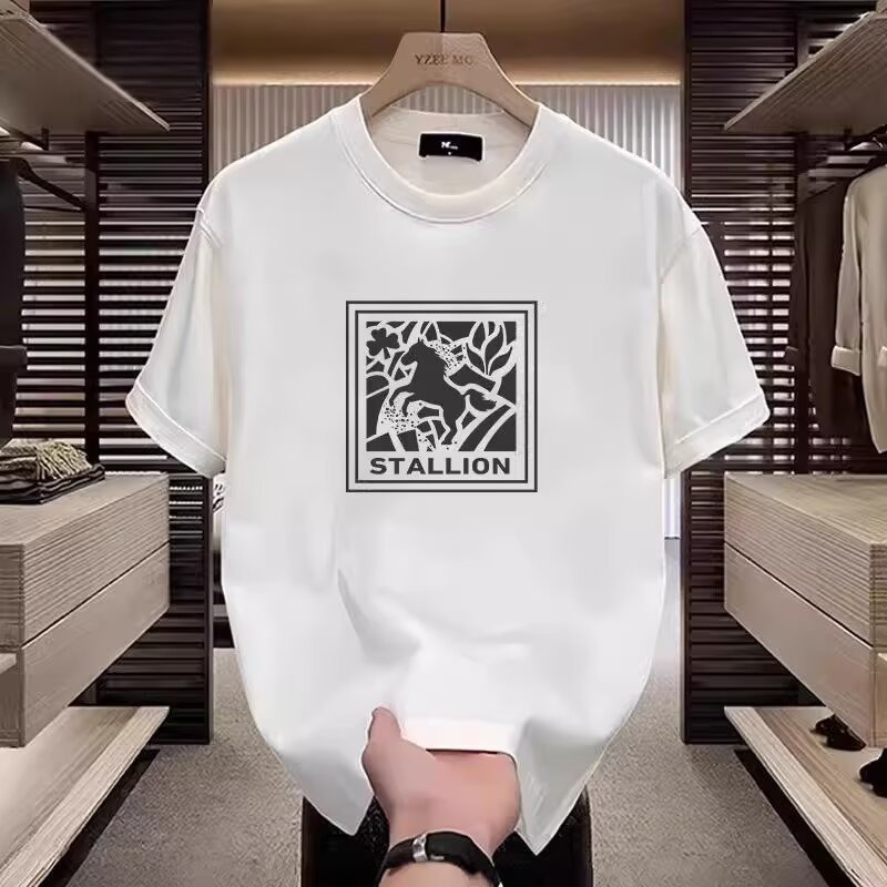 2026 Heavy Pure Cotton Street Wear เสื้อยืดอเมริกัน Ruffian หล่อพิมพ์ตัวอักษรผู้ชายฤดูร้อนรอบคอหลวม 