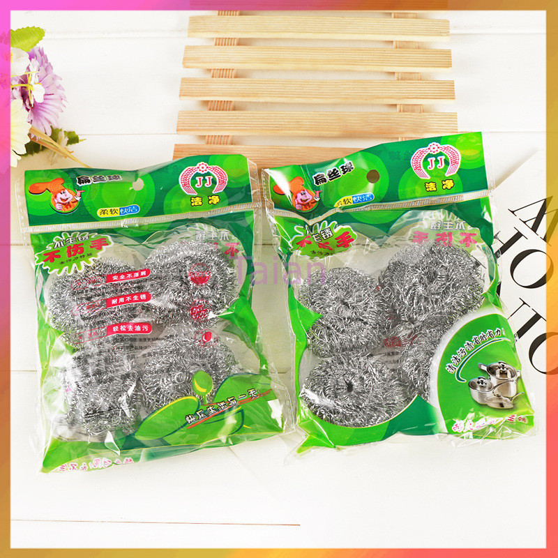 Taian ฝอยขัดหม้อทำความสะอาดเหล็กขนแกะ 4 ชิ้น/แพ็ค  หม้อและชาม   อุปกรณ์ครัว