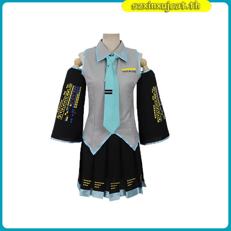 Vocaloid Miku Cosplay Wig Costume Japan Midi Dress Beginner Future Miku Cosplay Female Halloween Wom