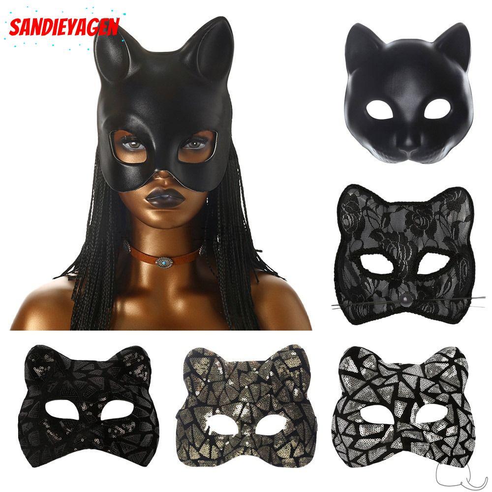 SANDIEYEAN Masquerade , Party Makeup Ball EVA Cat Girl , แฟชั่นครึ่งหน้า Venetian Party Mardi Gras