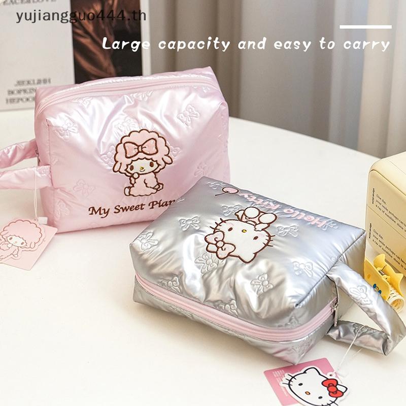 # yuyu # Sanrio Hello Kitty กระเป๋าเครื่องสําอางปักมือถือกระเป๋าเก็บเครื่องสําอางความจุขนาดใหญ่กระเป