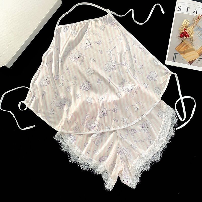 Crayon Shin-Chan Abdomen Pyjamas Set Lace Cute Funny Homewear Sense Homewear