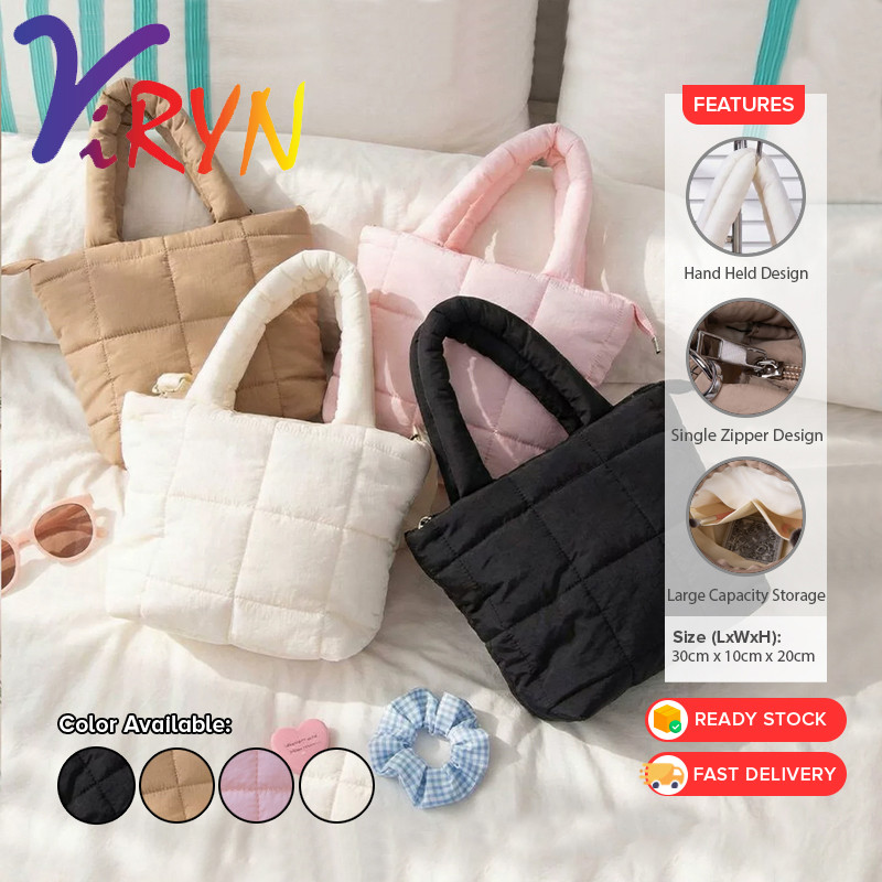ViRYN Puffy Bag Zippered Tote Bag Crossbody Sling Bag Women Casual Shoulder Bag Adjustable Beg Wanit