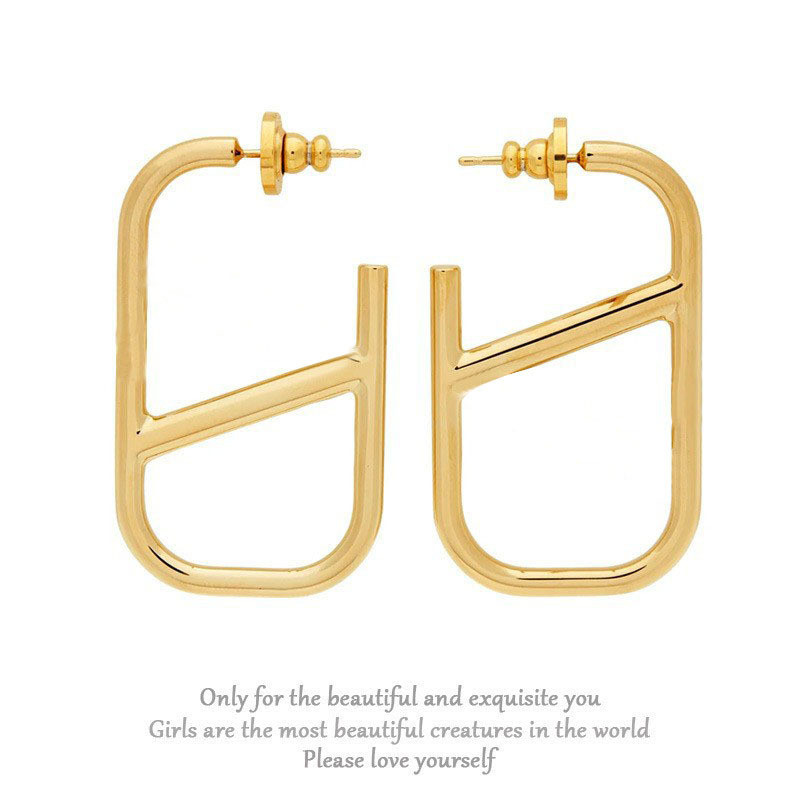 V Home V-Shaped โลหะเรียบง่ายต่างหูกลวงสี่เหลี่ยมหญิง VLTN VLTN VLTN Niche ต่างหู 5.14 ALA
