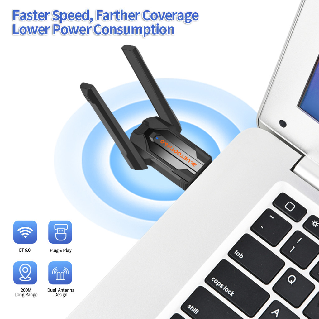 อะแดปเตอร์ USB BT สําหรับ PC BT 6.0 Dongle Receiver เชื่อมต่อได้ 7 อุปกรณ์พร้อมกัน [Deceble.th]