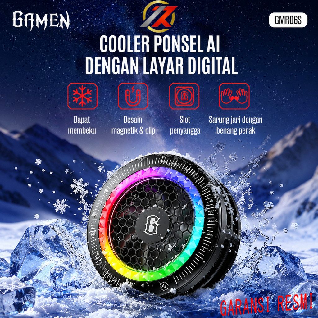 GAMEN GMR06S Freezing AI Fan Cooler Phone HP Heatsink Magnetic Semiconductor Free Finger Sleeves