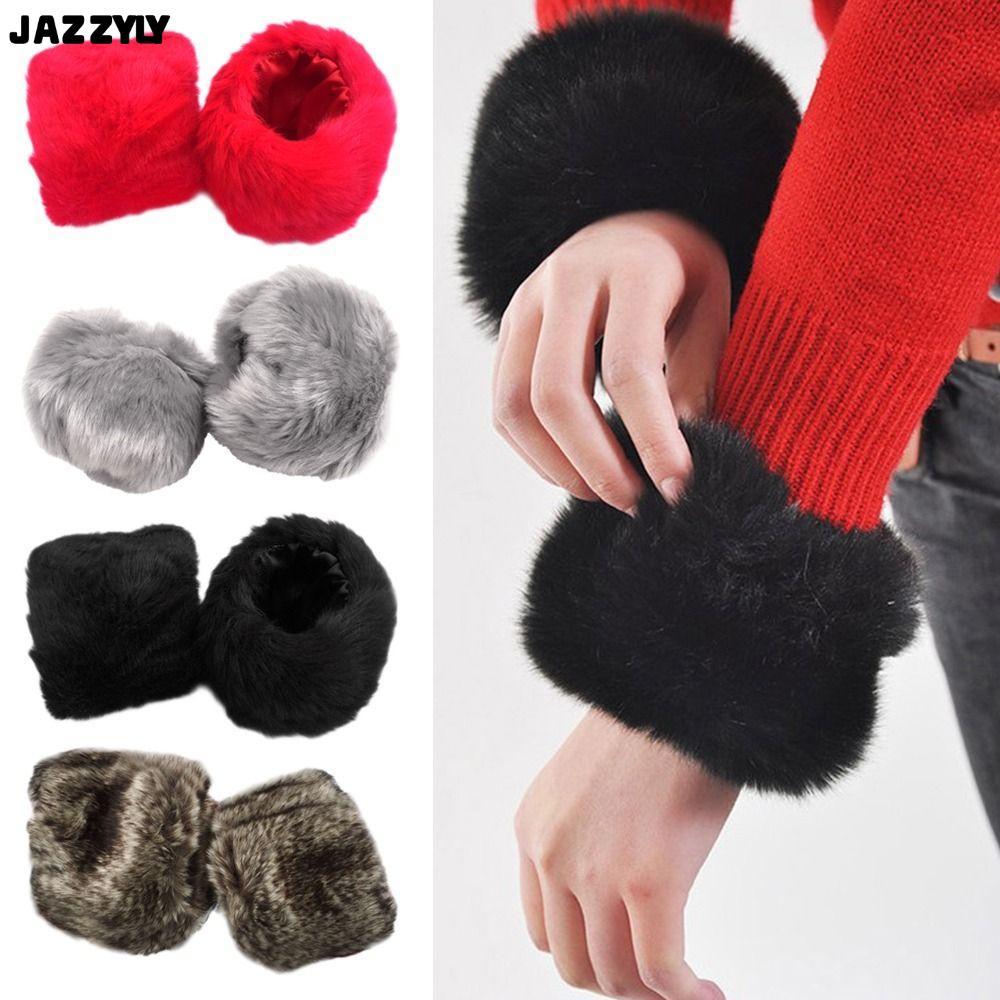จัดส่งรวดเร็วJAZZYLY Warm Furry สายรัดข้อมือฤดูหนาวสําหรับเสื้อขนสัตว์และแจ็คเก็ตเสื้อผ้าอุปกรณ์เสริมแขนอุ่น