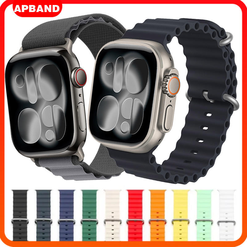 สายไนล่อนซิลิโคนมหาสมุทร / อัลไปน์ for Smartwatch Apple Watch IWatch Ultra SE 3 2 Series 11 10 9 8 7 49 46 44 42 40 38มม