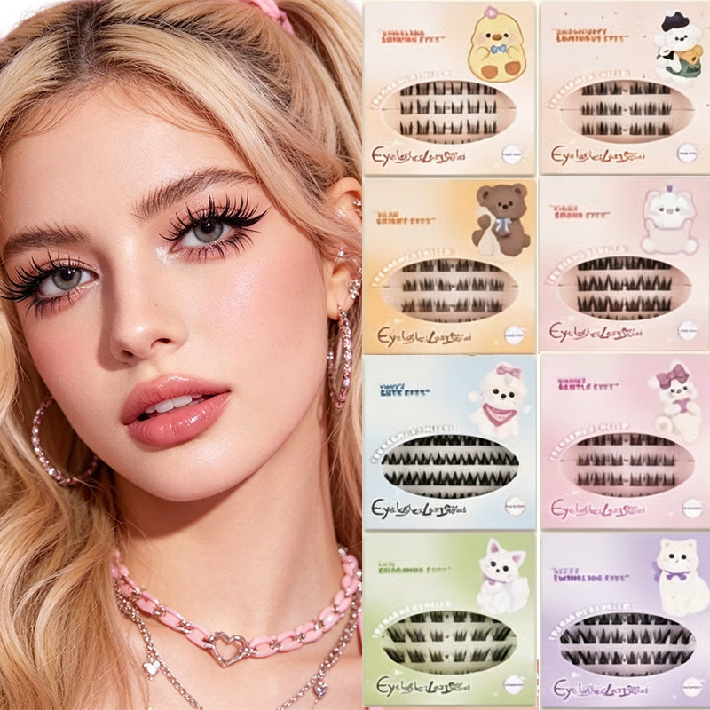 ขนตาปลอม Wispy Glueless แบบธรรมชาติ - Animal-Theme Reusable Segment Lashes สําหรับจัดแต่งทรงผมดวงตาอเนกประสงค์