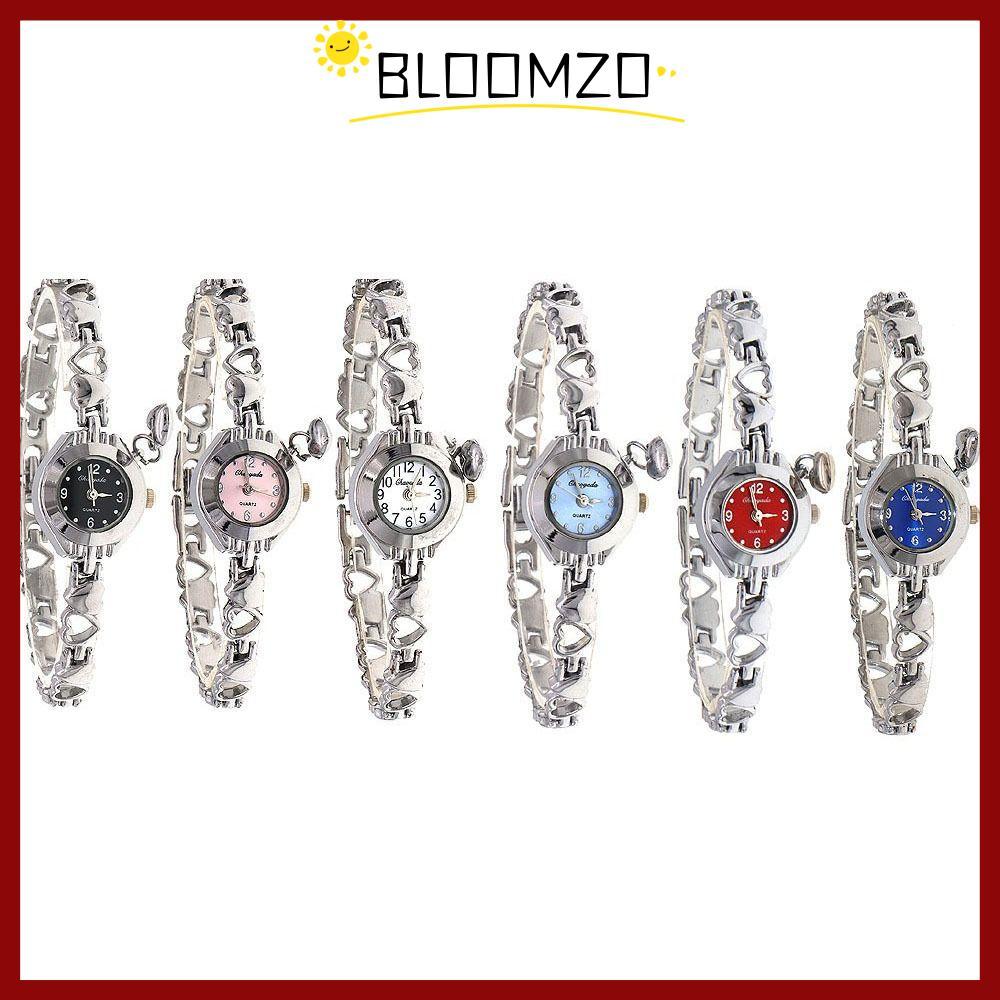 จัดส่งจากประเทศไทยBLOOMZO Quartz Watch, นาฬิกาข้อมือโลหะผสมหัวใจกลวง, นาฬิกาควอทซ์ปรับได้หลายสีของนักเรียน