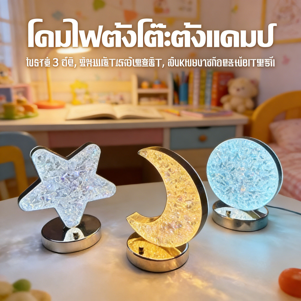 โต๊ะ LED รูปดวงจันทร์ สำหรับห้องรับประทานอาหาร ห้องนอน และออฟฟิศ 3 สี สำหรับห้องนั่งเล่น 1 ชิ้น