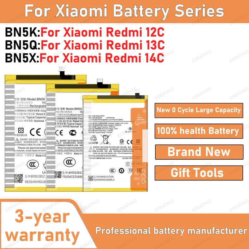 2026 ปีใหม่ BN5K BN5Q BN5X แบตเตอรี่สําหรับ Xiaomi Redmi 12C/Redmi 13C /Redmi 14C แบตเตอรี่ + เครื่อ