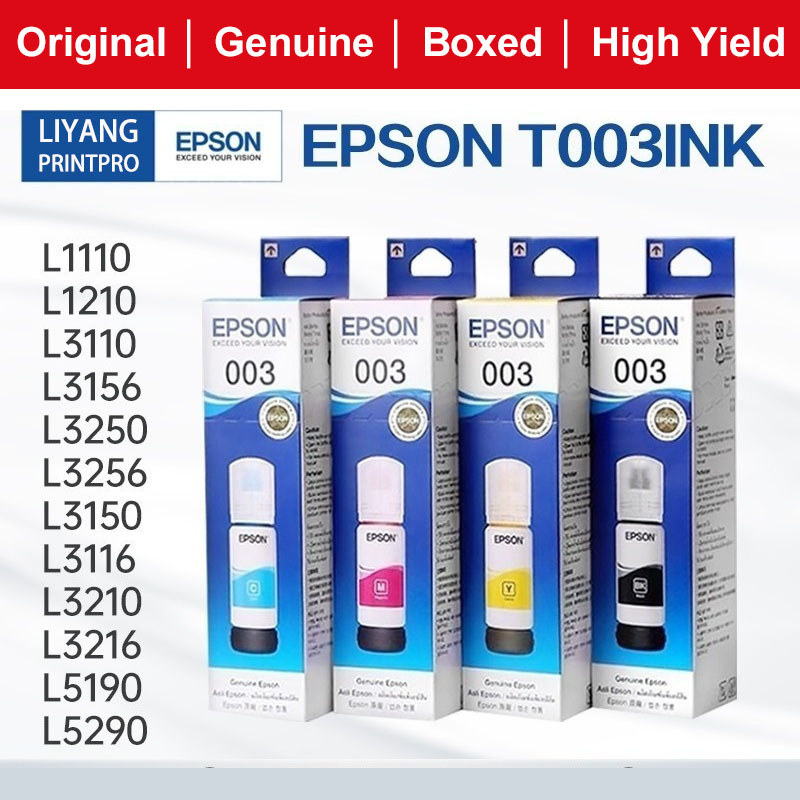 [ขายส่ง] หมึกเติม Epson 003 แท้ 100% สําหรับ L3210 L3110 L3150 L1110 L1210 L3250 L5290 L3256