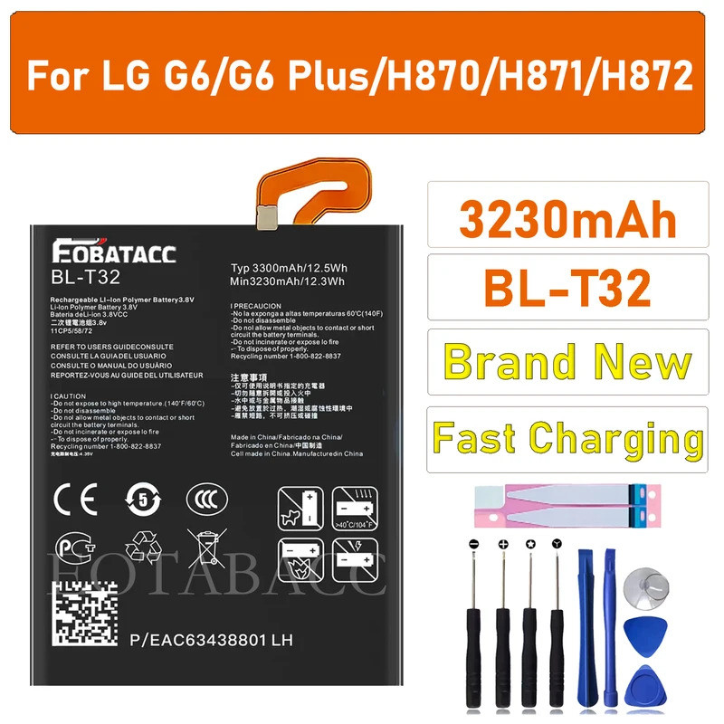 626 ปี BL-T32 3300mAh แบตเตอรี่สําหรับ LG G6 G600L G600S G600K G600V H871 H872 H873 LS993 US997 VS98