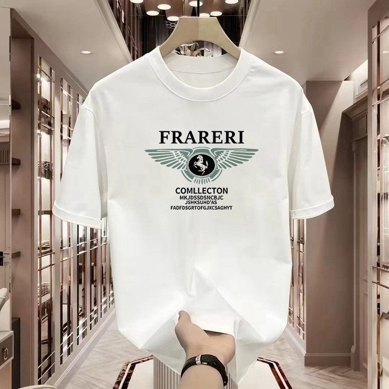 2026 Heavy Street Wear เสื้อยืดแขนสั้นผู้ชายพิมพ์ลายผ้าฝ้ายแท้ 2026 ฤดูร้อนสไตล์ใหม่ขายร้อนอินเทรนด์
