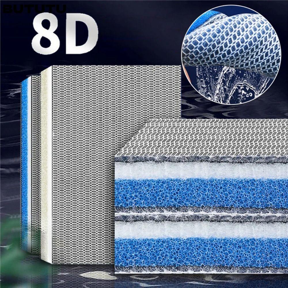 BUTU 1 ชิ้น Aquarium FILTER ฟองน้ํา, 8D 8 ชั้นกรองชีวเคมี, ทนทาน High-Density ผ้าฝ้ายเบาะสําหรับถังปลา Pond
