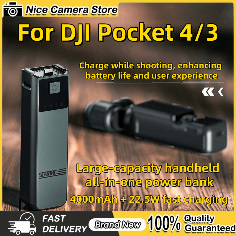 มาใหม่STARIRC สําหรับ DJI Pocket 4 / 3 Battery Grip, Mobile Power Charging Handle, All-in-one Handheld Power Bank อุปกรณ์เสริมสําหรับ Pocket 3/4 กล้องกีฬา