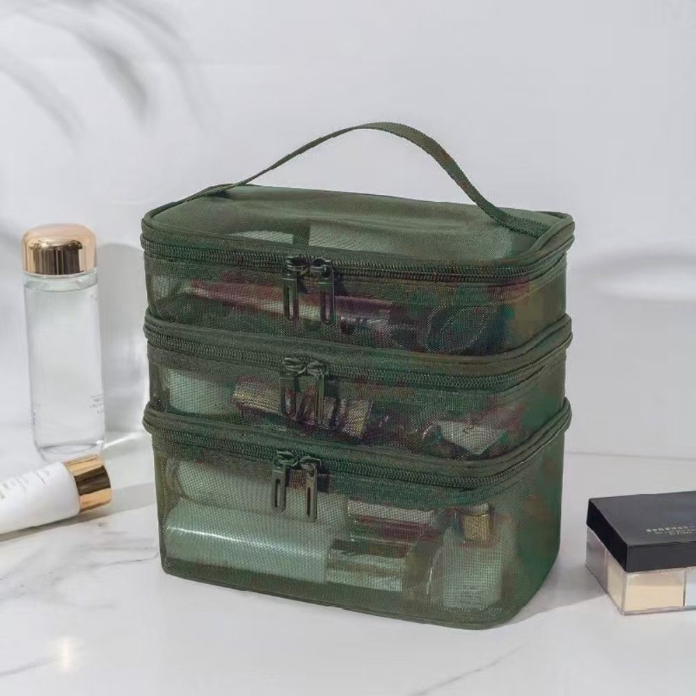 CVMAX กระเป๋าเครื่องสําอางสําหรับเดินทาง, ที่เก็บของ กระเป๋าจัดระเบียบแต่งหน้าความจุขนาดใหญ่, แฟชั่นผู้หญิง 2/3 ชั้นตาข่ายโปร่งใสกระเป๋าใส่อุปกรณ์อาบน้ําองค์กร - รูปที่ 5