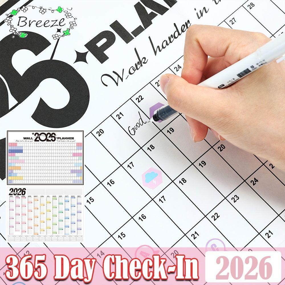 BREEZE 2026 Calendar Planner Sheet, Planner Target Schedule Sticker Wall Calendar, Large To Do List 