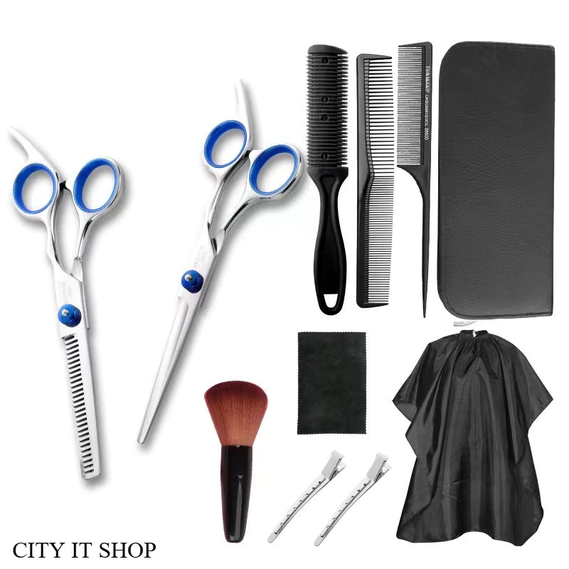 พร้อมส่ง 11 PCS/Set กรรไกรตัดผม กรรไกรตัดผมอุปกรณ์ทำผม กรรไกรตัดผมชาย/หญิง ชุดตัดผม