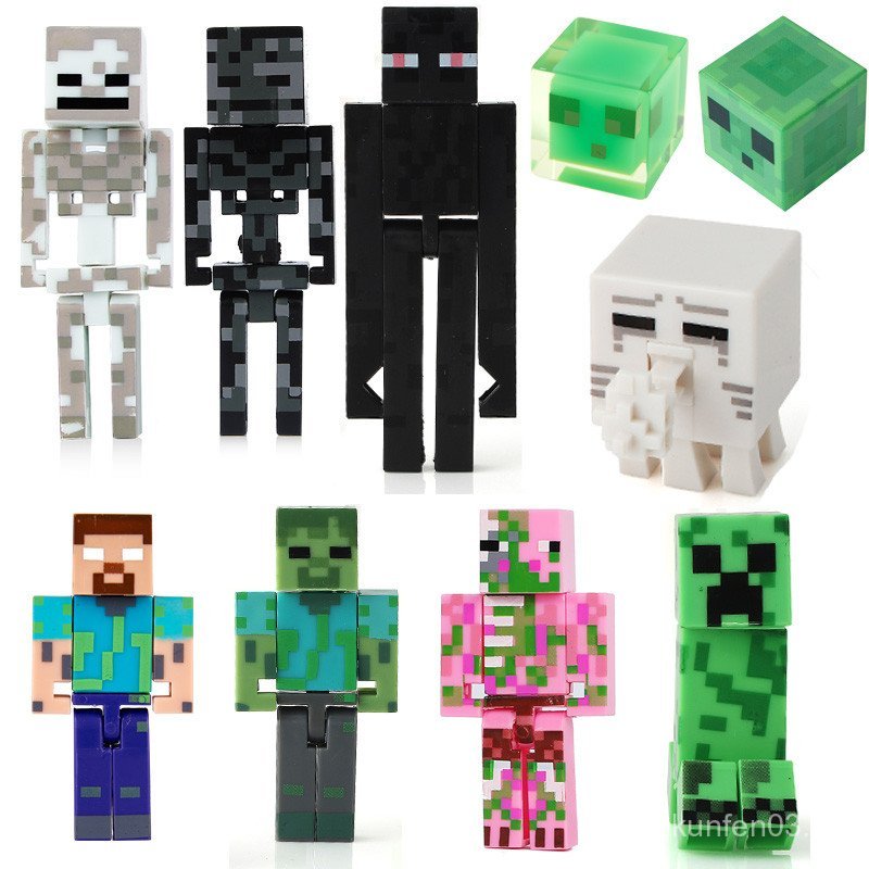 Minecraft Monster Academy Toy HIM Slime Ending Man Withering Skeleton โมเดล Pigman ซอมบี้สีขาวตัวน้อย
