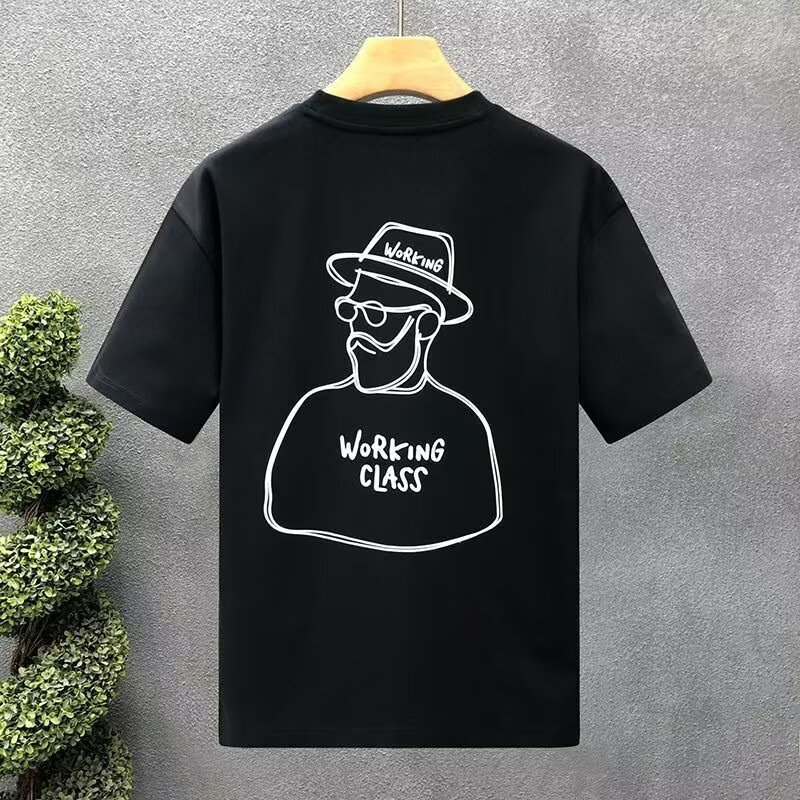 20262025เสื้อยืดแขนสั้นสไตล์ใหม่ผู้ชาย ins Street Wear ยุโรปอเมริกันสไตล์ฮิปฮอปรอบคอ Bottoming เสื้อ