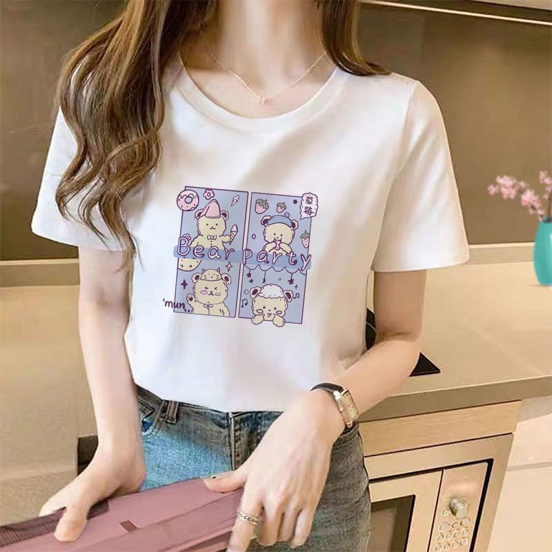 เสื้อยืดสไตล์เกาหลีสำหรับสาวๆ ฤดูร้อน ทรงSlimmer แขนสั้น รอบคอดี เหมาะทุกโอกาส WCA7