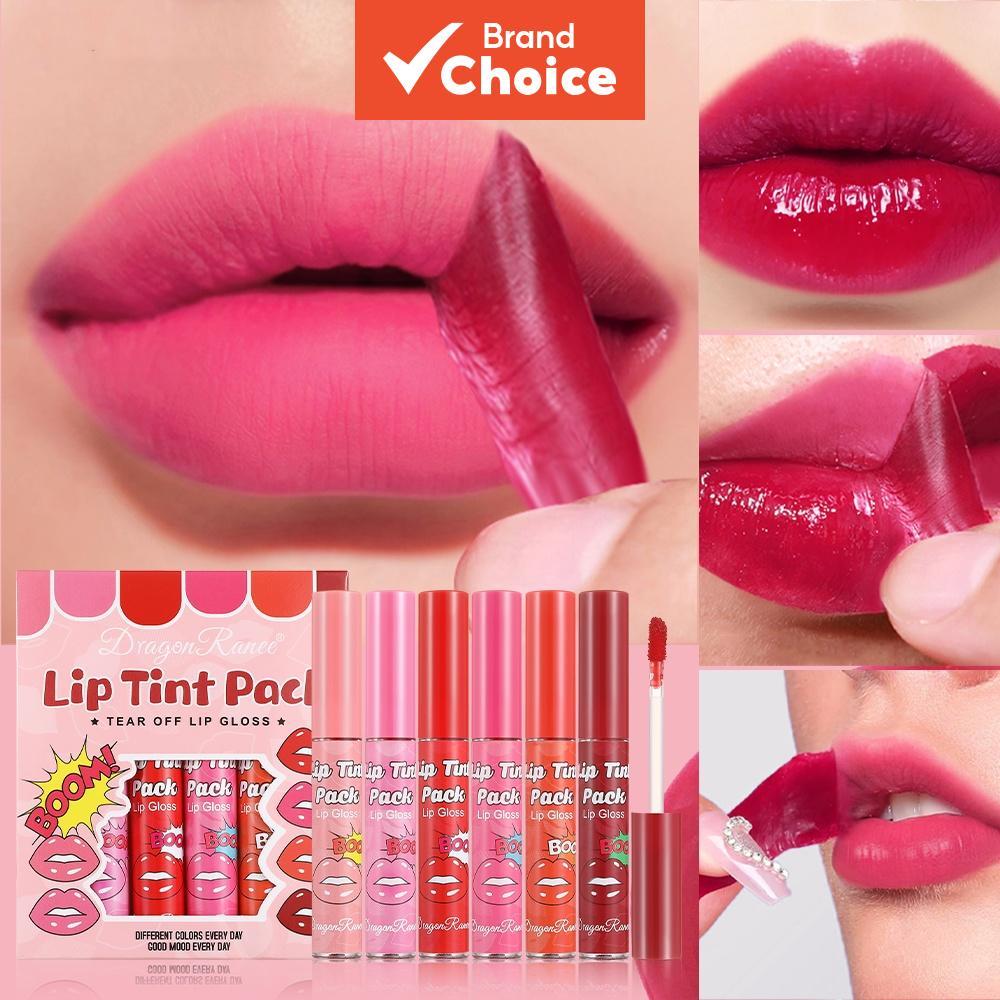 ชุดลิปสเตนกํามะหยี่ 6 สี DRAGON RANEE - สูตรกันน้ํา กันเปื้อน ลอกออกได้ ของขวัญแต่งหน้าสําหรับปาร์ตี้