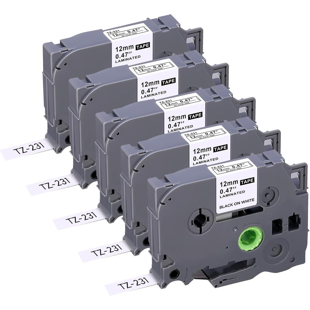 JOJOME TZE-231 เทปฉลากที่รองรับสําหรับ Brother TZe-231 TZ-231 Laminated P Touch Label Maker Tape, สี