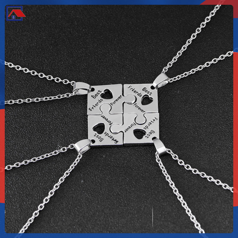 📎 Silver Puzzle สร้อยคอ Sister Set สำหรับเพื่อนรักตลอดไป พร้อมจี้สลักในโลหะผสมสำหรับตกแต่ง