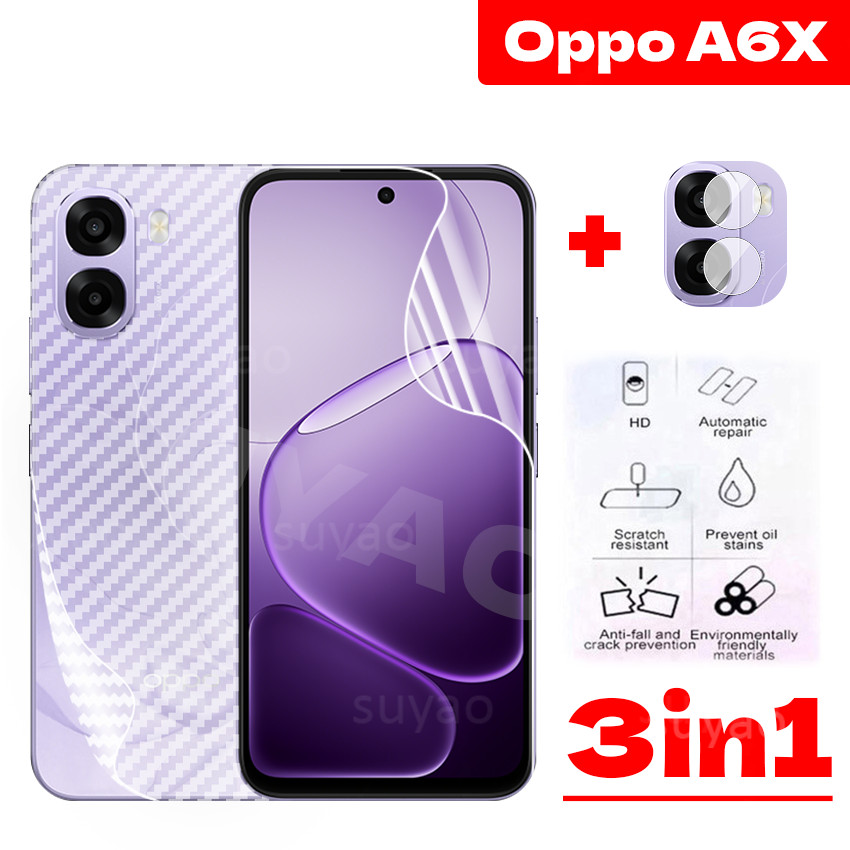 สําหรับOppo A6X A6 X A6T Pro A6S 2025 ด้านหน้าHydrogelฟิล์มโทรศัพท์กลับฟิล์มคาร์บอนไฟเบอร์เลนส์กล้องOppoA6X OppoA6T Clear Screen Protectorนุ่มไฮดรอลิกHDป้องกันดูคลุมทั้งหมด