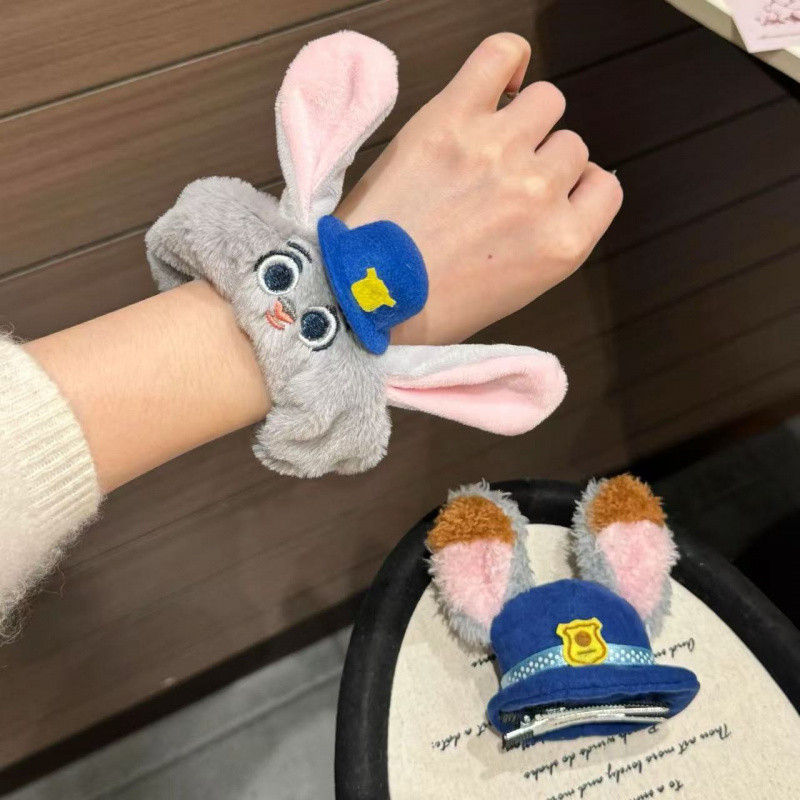 น่ารัก Judy กระต่ายตํารวจเจ้าหน้าที่ผมแหวนหูตุ๊กตาหมวก Scrunchy แหวนสาวน่ารัก Bangs คลิปสวนสนุก Photo Headwear