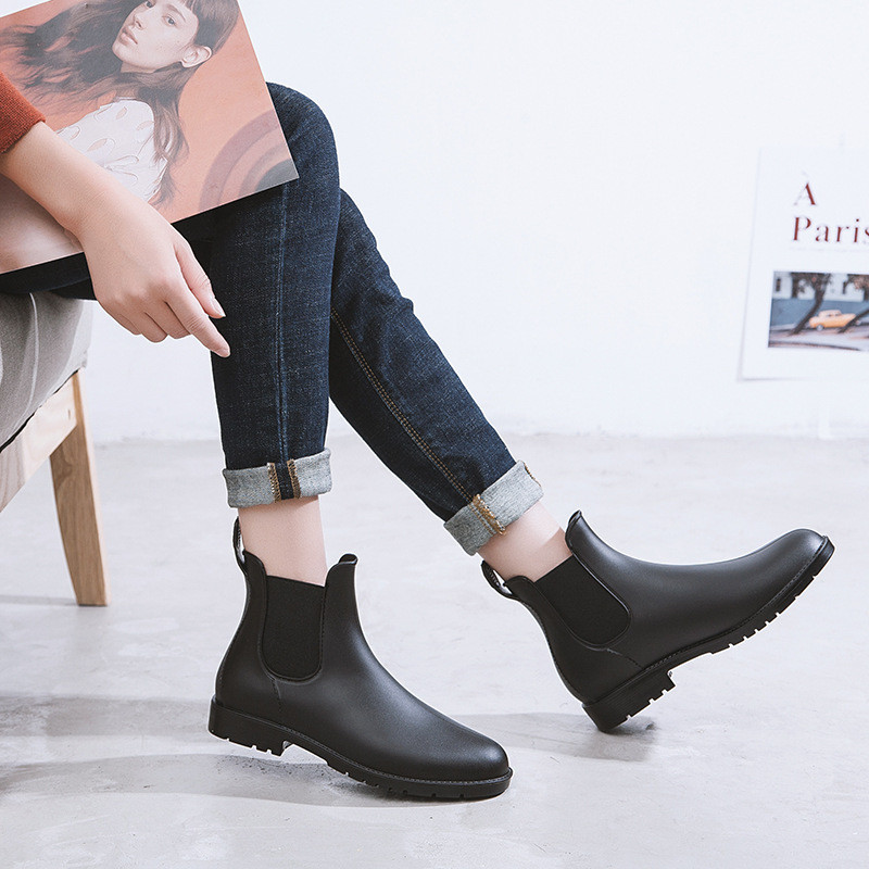 Cross-Border Original Chelsea Rain Boots ผู้ชายผู้หญิงสั้นรองเท้าฝนแฟชั่นรองเท้า Low-Top ยางรองเท้าส