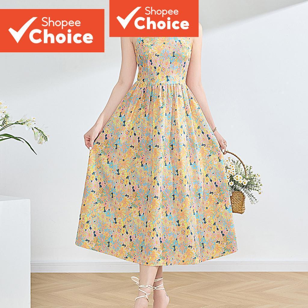 B134-JUN25-A-3-เดรสสายเดี่ยวผูกไหล่คอเหลี่ยม-DRB134PBD121