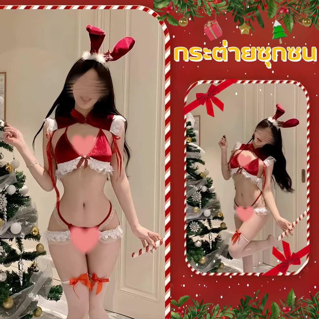 PEEMAI LIVE แซนตี้สาวอวบ ชุดปาร์ตี้สาวอวบ ชุดคริสต์มาสคอสเพลย์ 💫🎄 XL-5XL | 40-100กก. P-024 - รูปที่ 6