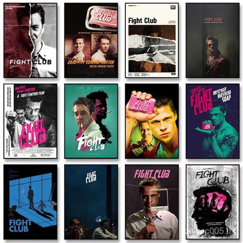 Retro ภาพยนตร์คลาสสิกต่อสู้ Club Boxing ฟิล์ม Brad Pitt โปสเตอร์และ HD พิมพ์ผ้าใบภาพวาด Wall Art ภาพ