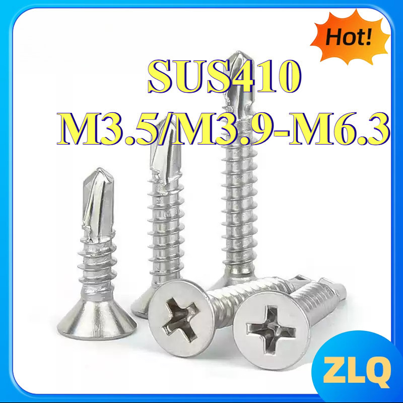 สกรูเกลียวปล่อย สกรูปลายสว่านหัว/หัวเตเปอร์ ชุบรุ้ง สกรูเกลียวปล่อยสแตนเลส 410 M3.5/M3.9/M4.2/M4.8/M