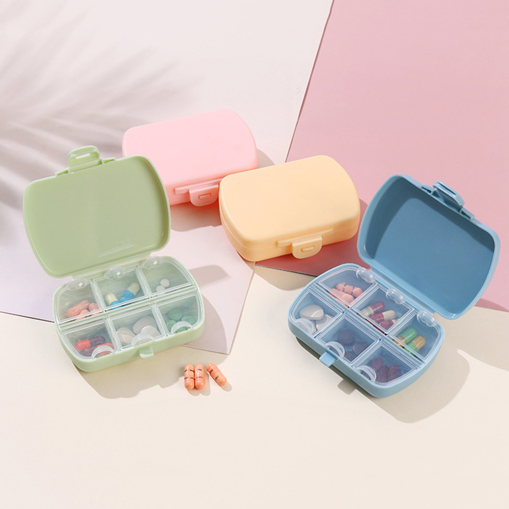 [การจัดส่งสินค้าในคลังสินค้าในประเทศ]1PC เครื่องประดับลูกปัดเล็บกล่องเก็บ Dispenser Organizer Pill ยาคอนเทนเนอร์พลาสติกใสเครื่องมือ 6 กริดยากรณี