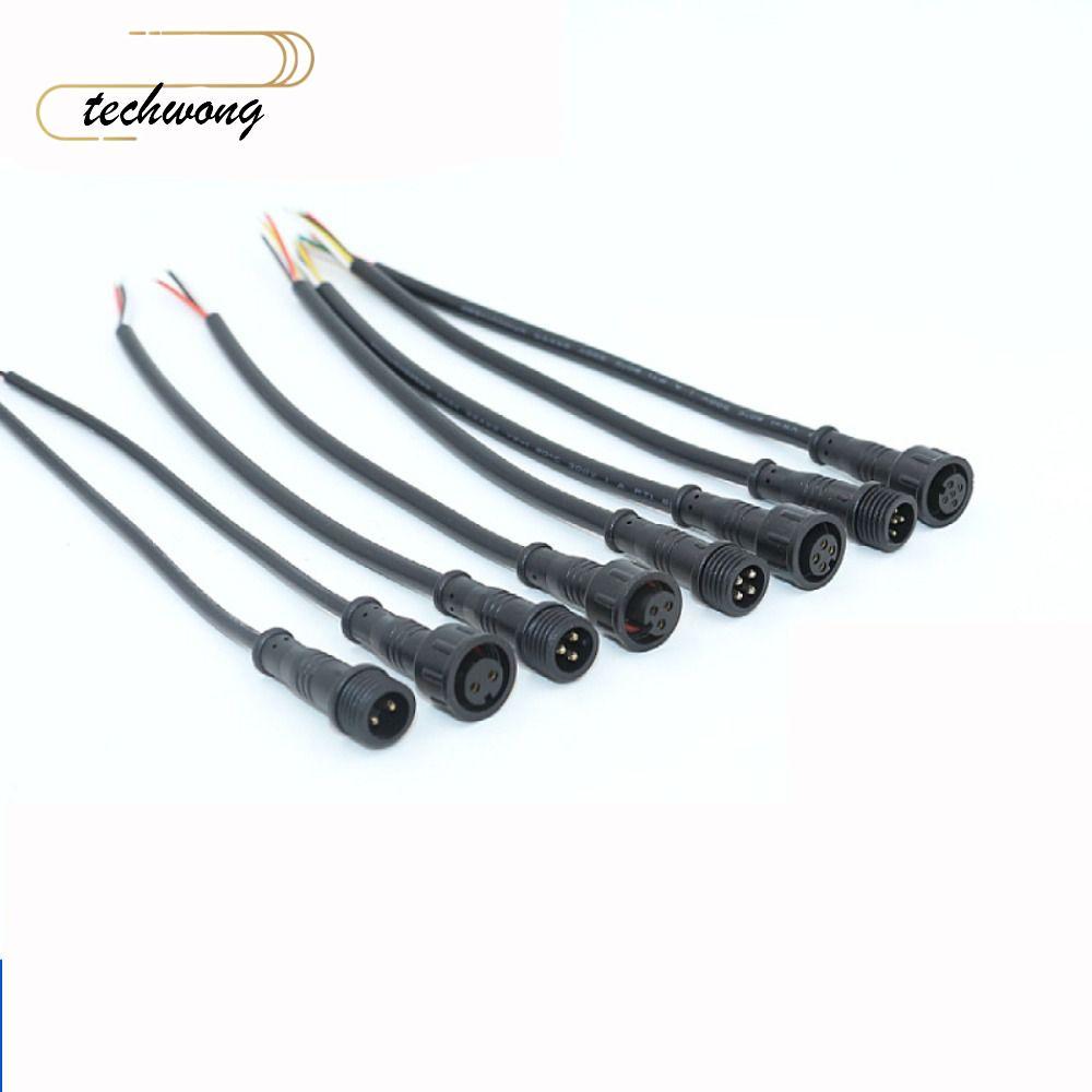 TECHWONG 2Pin 3Pin 4Pin แจ็ค, 20 ซม.สายสีดําชายหญิง LED Connector, การสื่อสาร IP67 2Pin 3Pin 4Pin สา