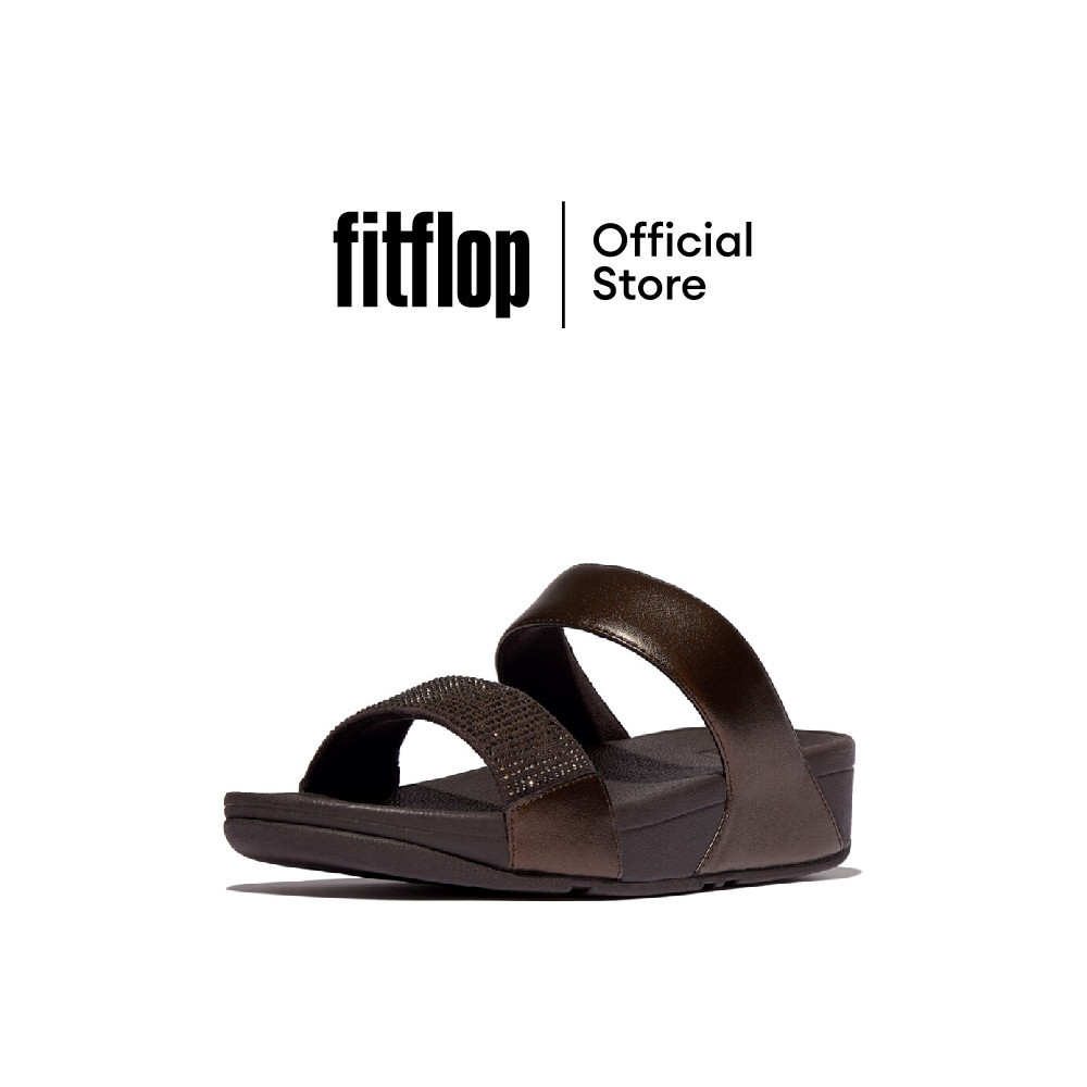 FITFLOP LULU CRYSTAL EMBELLISHED SLIDE รองเท้าแตะผู้หญิง รุ่น EC4-C89 สี BROWN