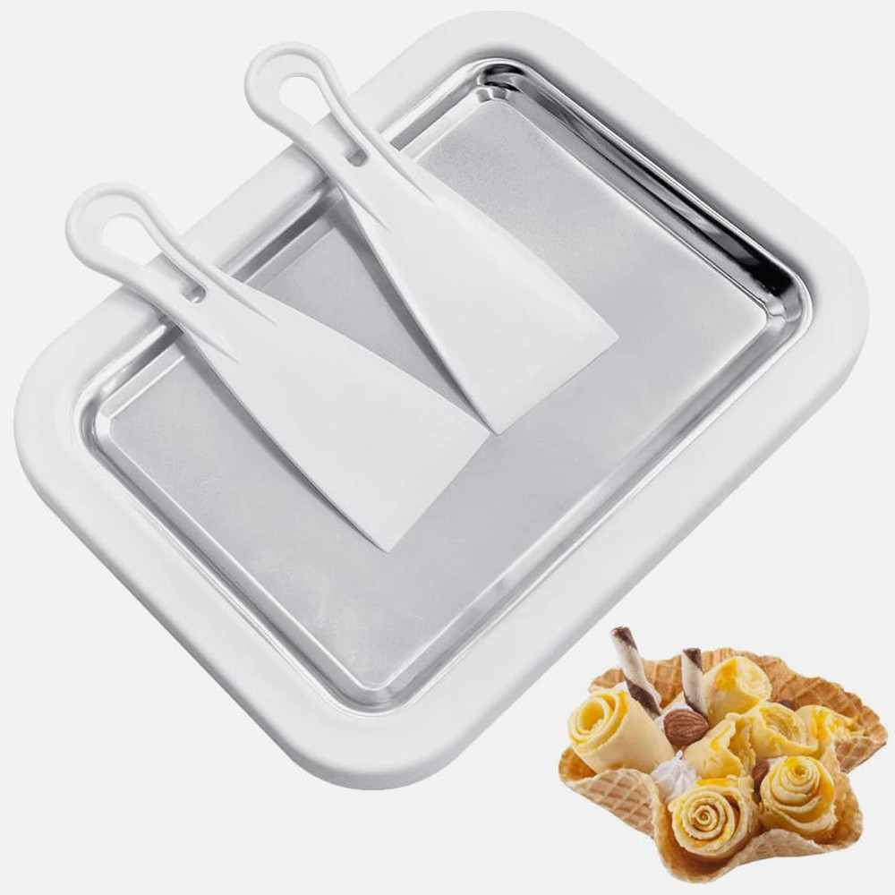Ice Cream Roll Maker Machine Yogurt Sorbet Pan Ice Cream Tray Roll Up Tray for Instant Ice Cream