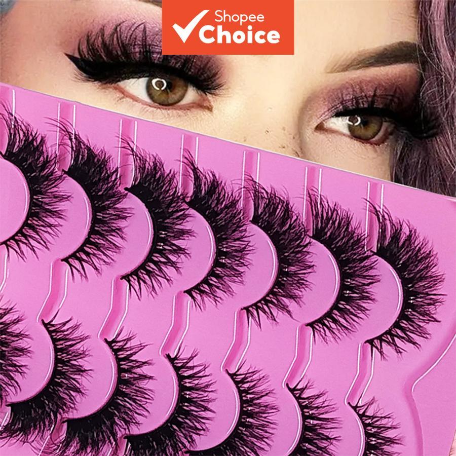 7 คู่ 8D Fluffy Mango Eye Lashes, Full Strip Extension, ใช้งานง่าย, ดูสะดุดตาธรรมชาติ
