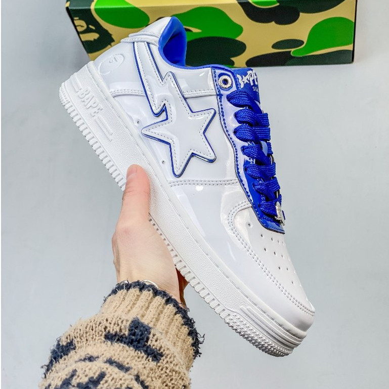 Z4QJ 2025 แฟชั่น BAPE sta Unisex คู่สิทธิบัตรหนัง Camouflage Suede Street อินเทรนด์รองเท้าสเก็ตบอร์ด