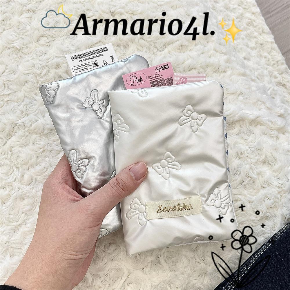ARMARIO Travel Ticket Card Holder, Multifunctional Y2k Passport Clip, Cute PU Bownot Ticket Clamp Tr