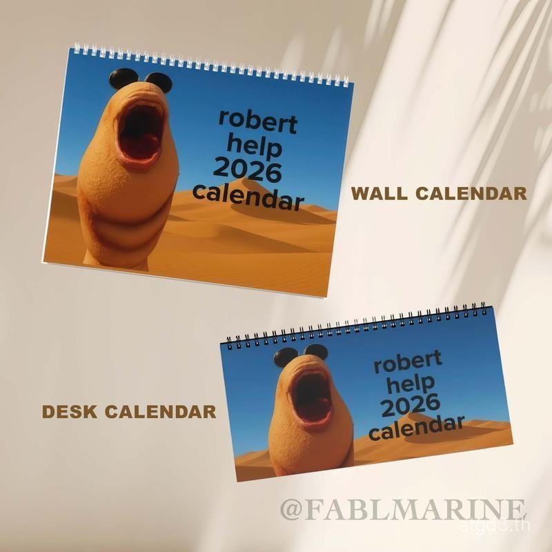 Marcus The Worm Wall Calendar 2026, Funny VRChat Meme 2026 ปฏิทินตั้งโต๊ะ, ของขวัญหนอน AI น่ารัก, ตก